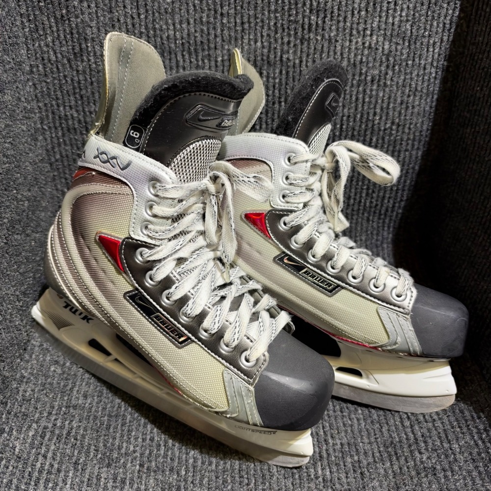 Nike Bauer Vapor XXV Ice Hockey Skates Mens 9 D Silver Red Tuuk Lightspeed2